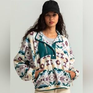 RSQ Aztec Fleece Pullover Jacket Size XXS - Teal & Purple Womens EUC